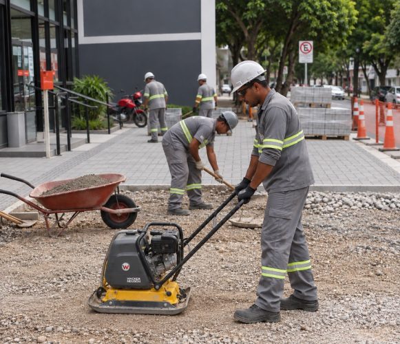 Nivelamento e compactação do subleito (terreno).