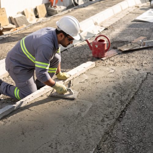 Nivelamento e compactação do subleito e execução da base de concreto magro.